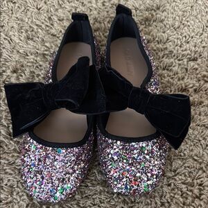 Glittery Kids Shoes with Black Bow